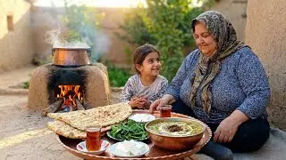 Rural Life Experience | Traditional Persian Noodle Soup (Ash Reshteh) in the Village