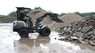 SHERPA F50 Mini-loader + Pin Bucket attachment for road building, construction and demolition