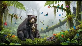 4K Spectacled Bears in Misty Cloud Forest | Relaxing Amazon Wildlife Walk | Nature Documentary