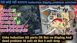 Usha Induction All parts ok 18 volt ok but 5 volt drop problem solution Usha induction repair