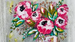 Full length, talk through floral mixed media tutorial
