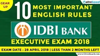 Prepare English for IDBI Bank Executive 2018 Exam | Important English Grammar 2018