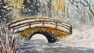 Walking through a Winter Wonderland | Watercolor Landscape Painting Process