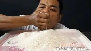 ASMR RAW RICE EATING||KOMPILASI MAKAN BERAS MENTAH DI NAMPAN PINK||VANO TV#compliation