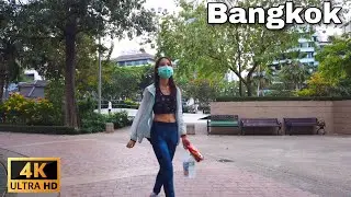 Walk in Bangkok 4K, Beautiful scenery at Benjasiri Park Sukhumvit,Thailand