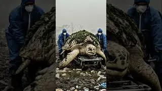 Giant Turtle Rescued From Sea of Trash 😢 #turtle #pollutionfreedelhi #shorts