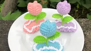 M&oacute;c kẹp t&oacute;c hoa tulip đ&aacute;ng y&ecirc;u | Crochet hair clip | Lan Anh Crochet