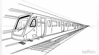 How to draw Train on one point perspective drawing in easy way