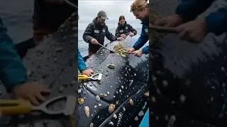 Cleaning a giant whale of parasites: a rare sight! #whale #baleenwhales #savewhales #finwhales