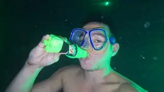 RC Cola vs Mountain Dew vs Root Beer drink & burp underwater at night