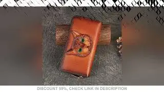 Genuine Leather Long Wallet for Women Purse ID/Credit Card Cash Holder Cat Pattern Retro Female Cowh