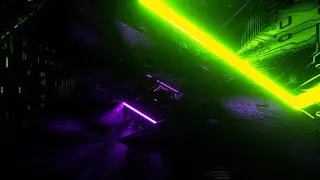 VisionKanal 4K – Schaltkreistunnel mit Grünem und Violettem Neon | Ohne Ton [2 Stunden]