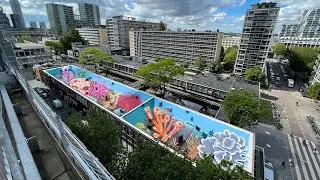 1300 m2 Rooftop painting in Rotterdam by Leon Keer