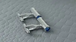 Fancy Blue Sand Timer Hour glass Cufflinks In Box