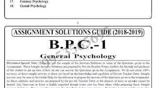 IGNOU BPC-1 solved assignment 2018-19 | General psychology