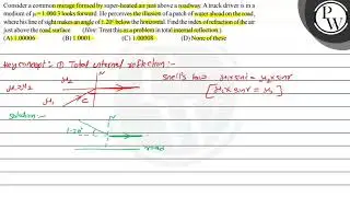 Consider a common mirage formed by super-heated air just above a ro...