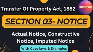 Notice | Transfer of Property Act,1882 | Actual Notice and Constructive Notice | With Imp Case laws|