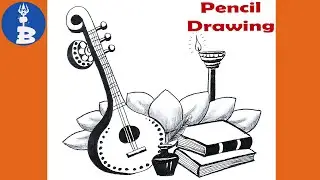 Saraswati Puja Drawing Easy _ Saraswati Puja Chobi Aka _ Saraswati Maa Ka Chitra _ Pencil Sketch