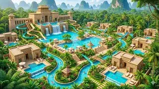 Building a Massive 5-Star Bamboo Amusement Park with Epic Roller Coasters & Ferris Wheels