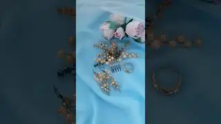 Bridal Hair Comb Earrings Set . Peach Crystal Handmade Hair Accessories for Wedding