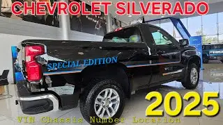 Расположение VIN-номера шасси Chevrolet Silverado Z71 2025 года.