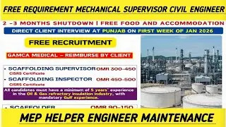 Free Requirement Mechanical Supervisor Civil #Engineer #Mep #Helper #Engineer #Maintenance