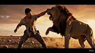 The man unbillable fighting with lion 