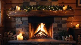 Cozy Winter Fireplace 🔥 | Crackling Fire Sounds | Snowy Cabin Ambience (Relax & Sleep)