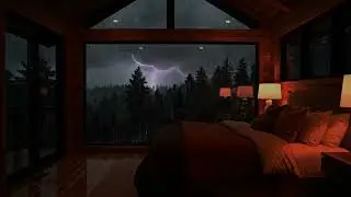 Cozy Rainy Cabin Bedroom 🌧️ Fireplace Ambience for Deep Sleep & Relaxation