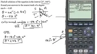 Find all Solutions Between 0 and 360 Degrees for the Linear Trigonometric Equation sin(theta)= -0.85