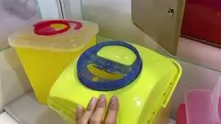 Plastic disposable Medical bio waste bin Sharps box 10L/15L/25L, square medical sharps safety box.