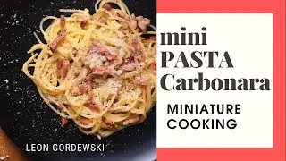 Mini PASTA Carbonara. Miniature REAL COOKING. Realistic Mini Kitchen. Easy Pasta recipe.