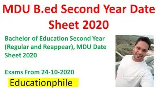 MDU B.ed Second Year Date Sheet 2020 |MDU B.ed Date sheet|