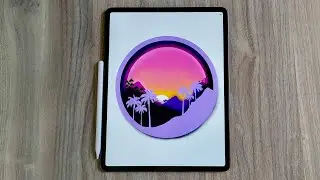 Drawing A 3D Sunset Landscape In Procreate | iPad Pro