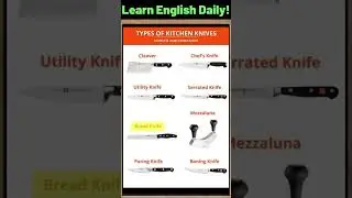 Types of kitchen knives!  #englishwords #englishlearners #englishtips