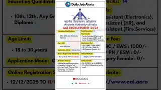 AAI Recruitment 2026 | New Vacancy 2026 | Daily Job Alerts #shorts