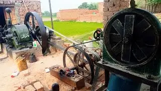 Desi Old Black Ruston Hornsby Engine Start up work on aata chakki || @culturepunjabda