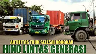 TRUK TRAILER KONTAINER SELESAI BONGKAR MUAT DEPO PUNINAR, BIMARUNA DAN FORTUNE.