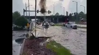 Flooded roads and ford diesel trucks!