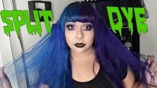 Dying my split hair half and half purple and blue DIY. gothic hair tutorial