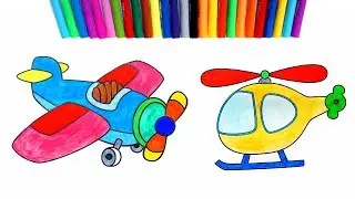 Coloring Airplane and Helicopter So Cute | Coloring Book for Kids