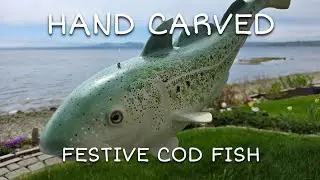 Wood Carving - Festive Cod Fish made from Eastern White Cedar