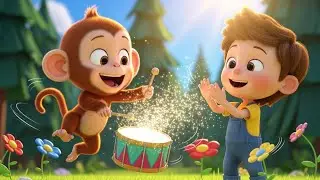El Mono Beb&eacute; Juguet&oacute;n Golpe&oacute; el Tambor | Canci&oacute;n Infantil Divertida | Rimas para Beb&eacute;s