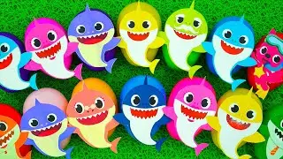 Looking For Baby Shark With Grid Ball Surprise Egg Cutting Slime Coloring l Satisfying asmr Video