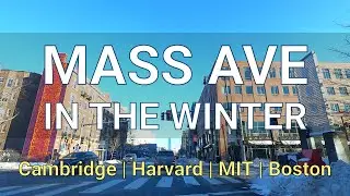 Massachusetts Avenue in the Winter | Cambridge, Harvard, MIT, Boston | 4K