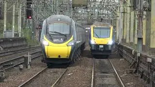 Northern Rail 331029 331020 , Avanti 390141 Stockport 14.04.22.