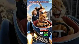 Flying Car AI Cat&rsquo;s Stylish Entry 🚀🐱 | Lands at His Luxury Office Life! 🏢💼✨ #shorts #aicat #cat