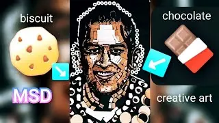 MSDhoni birthday special art made with(chocolates+biscuits)🎂 creative art ❤️39 th Birthday
