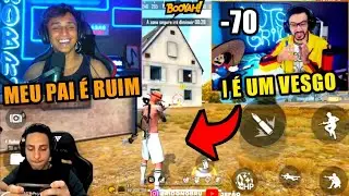 NOBRU REAGINDO A PUTSGRILO DANDO NOTA A JEF&Atilde;O PAI DO NOBRU JOGANDO FREE FIRE