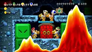 New Super Mario Bros U (Cloudy 2) &ndash; 4 Players Co Op Walkthrough